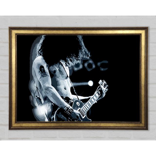 Slash On Guitar Blue - Single Picture Frame Art Prints Ophelia & Co. Size: 84.1cm H x 118.9cm W x 1.5cm D on Productcaster.