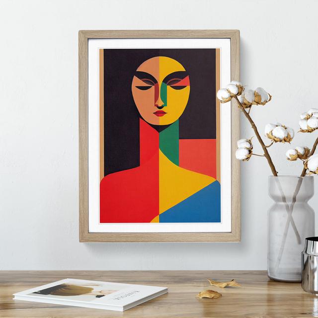 Abstract Portrait Of A Woman No.7 - Single Picture Frame Print Metro Lane Frame Colour: Oak Framed, Size: 64cm H x 46cm W x 2cm D on Productcaster.