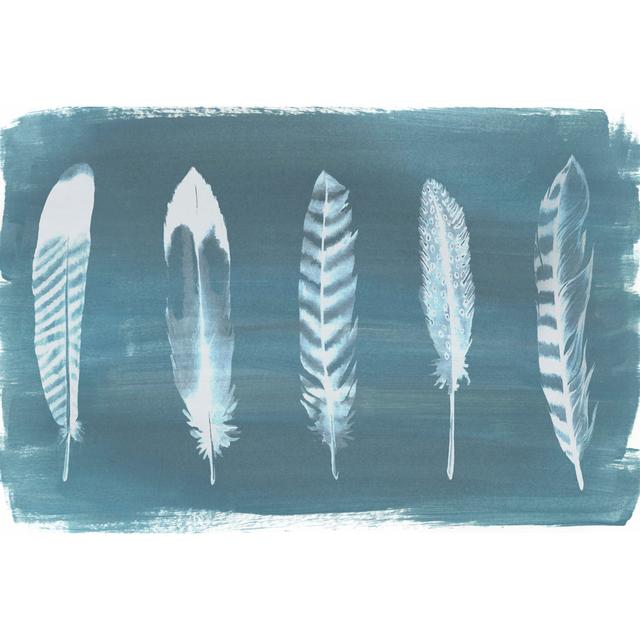 Feathers on Dusty Teal II by Grace Popp - Wrapped Canvas Art Prints Latitude Vive Size: 20cm H x 30cm W on Productcaster.