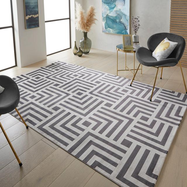 Makalla Machine Woven Light Grey Anthracite Rug Ebern Designs Rug Size: Rectangle 300 x 400cm on Productcaster.