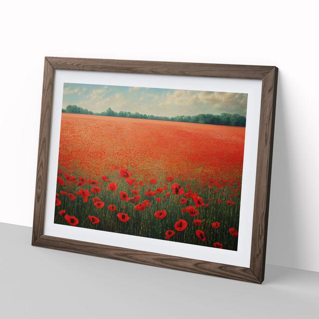 Striking Poppy Field Flowers - Picture Frame Graphic Art Marlow Home Co. Size: 34cm H x 46cm W x 2cm D, Frame Colour: Walnut on Productcaster.