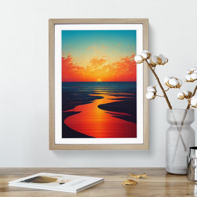 Sunset Watercolour Art No.1 House of Hampton Matte Colour: White, Frame Option: Oak Framed Paper, Size: 66cm H x 48cm W x 2cm D on Productcaster.