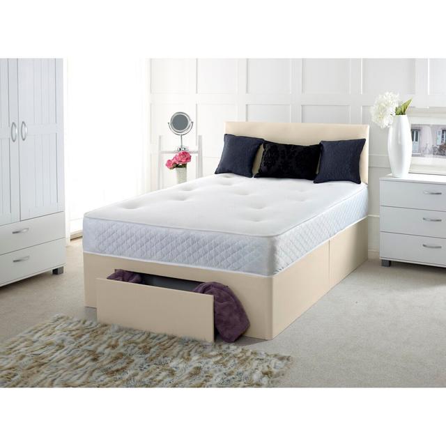 Grandwood Pocketsprung Divan Bed Set 17 Stories Colour: Cream, Size: Super King (6'), Storage Type: No Drawer on Productcaster.