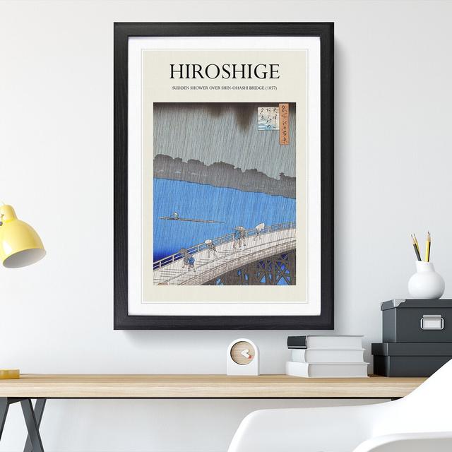 Downpour at Ohashi Bridge by Utagawa Hiroshige - Picture Frame Graphic Art East Urban Home Frame Option: Black Framed, Size: 48cm H x 36cm W x 2cm D on Productcaster.