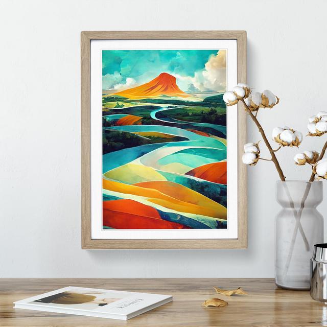 XV1022-395X Abstract River Landscape No.1 - Print Alpen Home Matte Colour: White, Size: 48cm H x 36cm W, Format: Oak Framed on Productcaster.