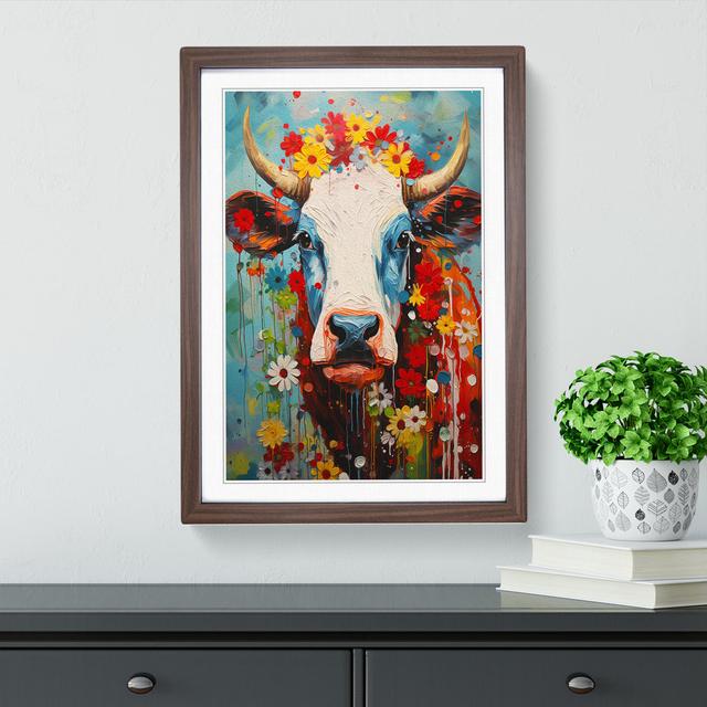 Cow Informel - Single Picture Frame Print on Wood Brambly Cottage Size: 34cm H x 25cm W x 2cm D, Frame Colour: Walnut on Productcaster.