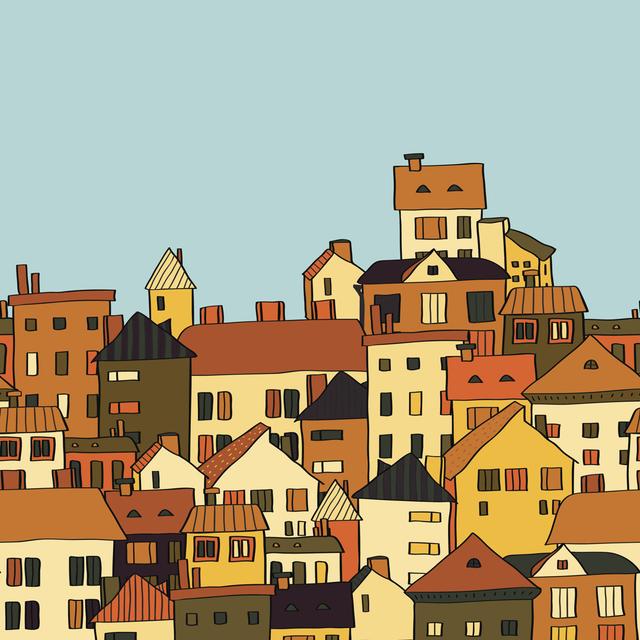 Panoramic Old Town by Natalyon - Wrapped Canvas Graphic Art ClassicLiving Size: 122cm H x 122cm W on Productcaster.