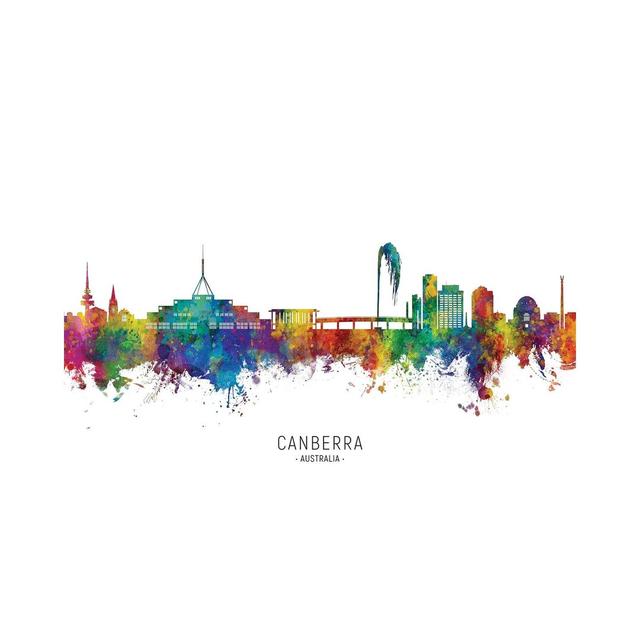 Canberra Australia Skyline City Name by Michael Tompsett - Wrapped Canvas Painting Latitude Run Size: 30.48cm H x 45.72cm W x 1.91cm D on Productcaster.