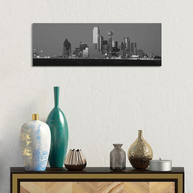 Dallas Skyline Cityscape by Unknown Artist - Wrapped Canvas Panoramic Print Brayden Studio Size: 30.48cm H x 91.44cm W x 1.91cm D on Productcaster.