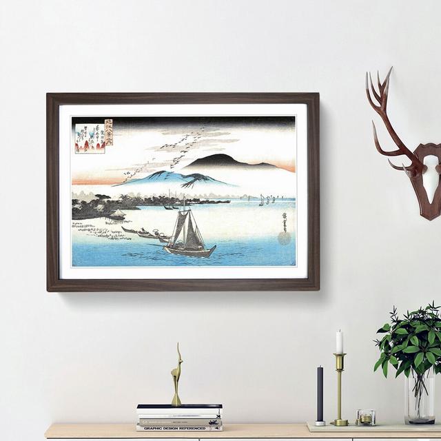 Geese Flying Down to Katada by Utagawa Hiroshige - Picture Frame Painting Print East Urban Home Frame Option: Walnut Framed, Size: 27cm H x 36cm W x 2 on Productcaster.