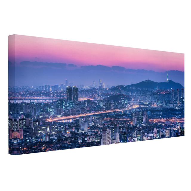 Seoul Skyline - Wrapped Canvas Photograph Ebern Designs Size: 50cm H x 100cm W, Format: 330g/m³ Recycled Canvas on Productcaster.