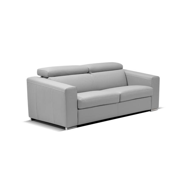 Schlafsofa Allyx aus Echtleder 17 Stories Polsterfarbe: Steingrau on Productcaster.