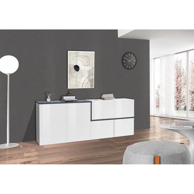 Sideboard Haines Zipcode Design Farbe: Weiß/Schwarz on Productcaster.