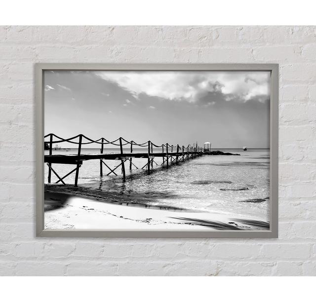 White Sand Pier B N W Framed Print Highland Dunes Size: 84.1cm H x 118.9cm W x 3.3cm D on Productcaster.