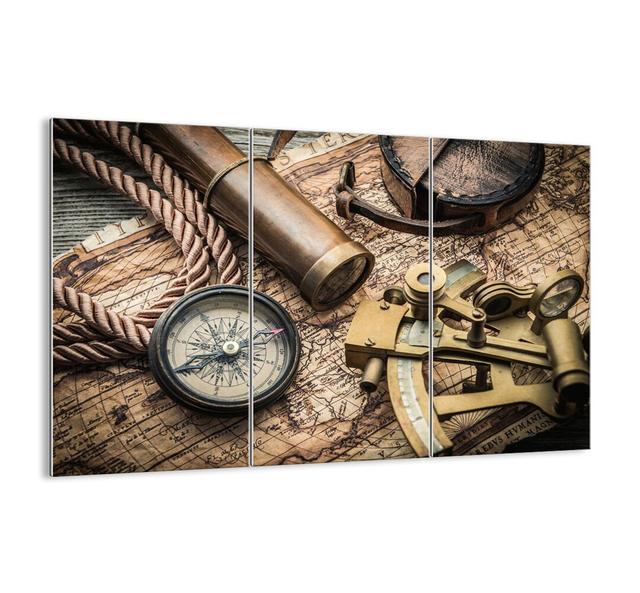 Set a Course - 3 Piece Unframed Photograph Print Set on Glass Longshore Tides Size: 110cm H x 165cm W x 1.8cm D on Productcaster.