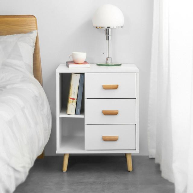 Rousseau 3 Drawer Bedside Table Norden Home Colour: White on Productcaster.