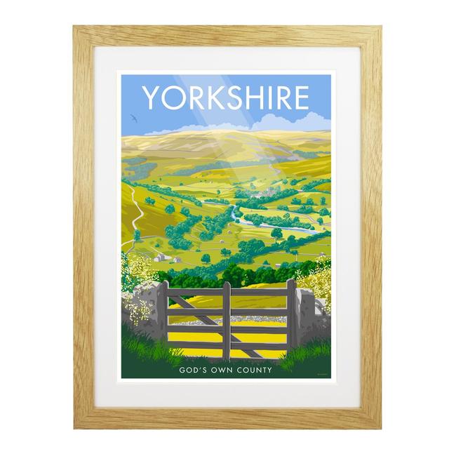 Yorkshire 2 by Stephen Millership - Graphic Art Print on Paper George Oliver Size: 54cm H x 44cm W x 2.2cm D, Frame Options: Oak on Productcaster.