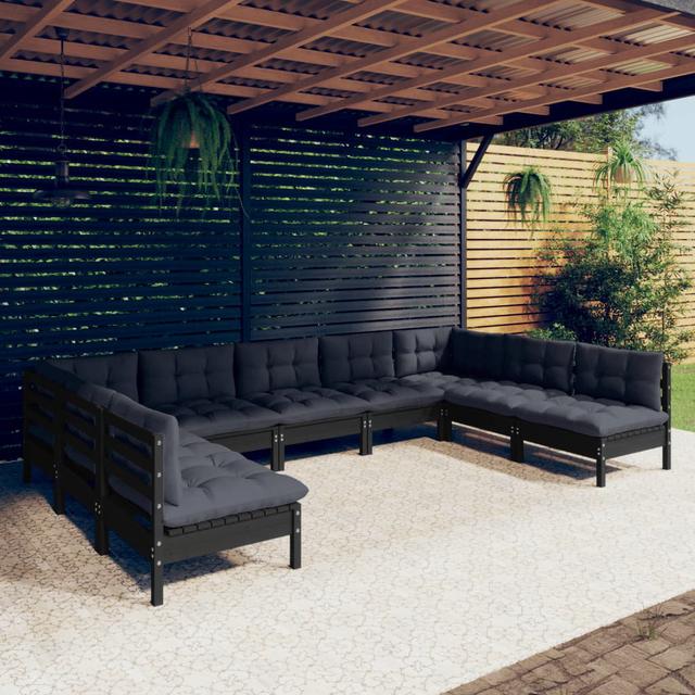 Gartensofa mit Kissen Ebern Designs Farbe (Rahmen): Schwarz, Farbe (Gewebe): Schwarz on Productcaster.