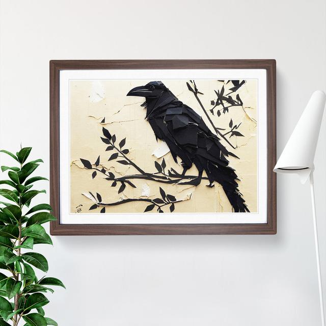 Fabulous Raven Bird Abstract - Picture Frame Painting ClassicLiving Size: 34cm H x 46cm W x 2cm D, Frame Colour: Walnut on Productcaster.