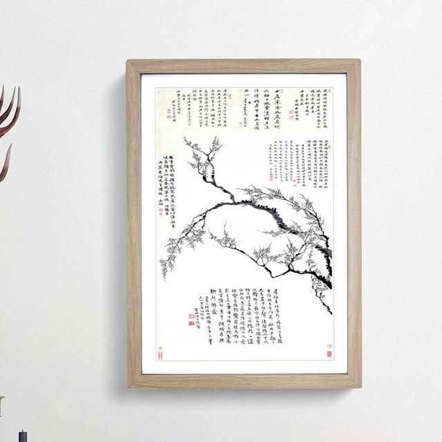 Plum Blossom Branch by Wang Shishen - Picture Frame Painting Print East Urban Home Frame Option: Oak Framed, Size: 36cm H x 27cm W x 2cm D on Productcaster.