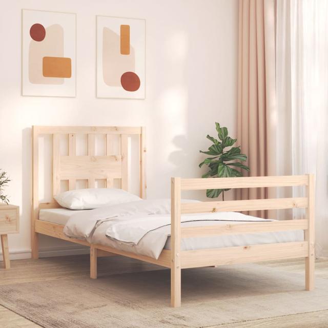 Bed Frame with Headboard Marlow Home Co. Colour: Beige, Size: 100 x 200cm on Productcaster.