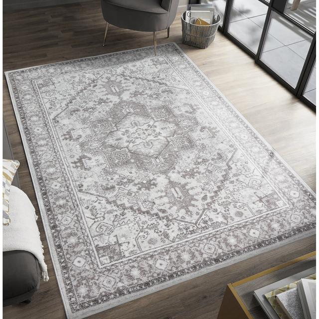 Cloyed Oriental Machine -made Area Rug Latitude Vive Rug Size: Rectangular 140 x 200cm, Colour: Grey/Brown/Blue on Productcaster.