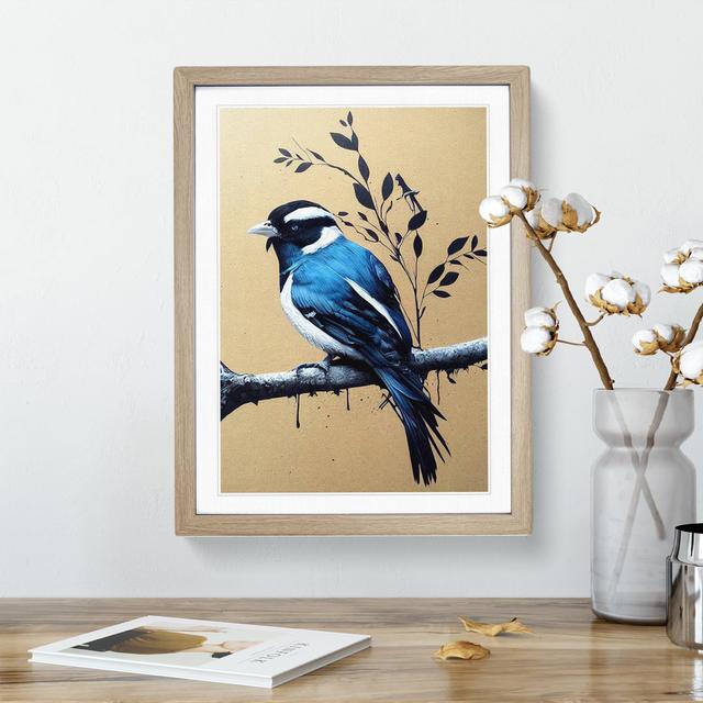 Handsome Bird - Single Picture Frame Painting Marlow Home Co. Frame Colour: Oak, Size: 34cm H x 25cm W x 2cm D on Productcaster.