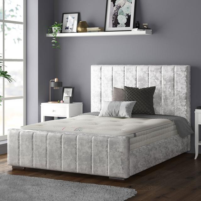 Menasha Upholstered Bed Frame Canora Grey Colour: Silver, Size: Single (3') on Productcaster.