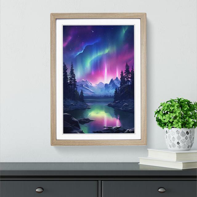 Northern Lights Realism - Single Picture Frame Art Prints on Wood Big Box Art Frame Colour: Oak, Size: 34cm H x 25cm W x 2cm D on Productcaster.