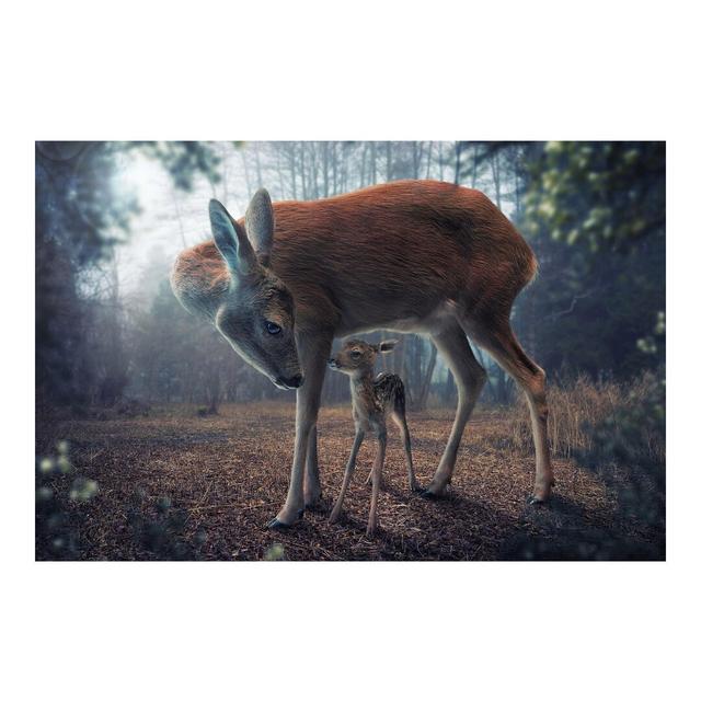 Mother Deer & Foal Semi-Gloss Wallpaper Roll East Urban Home Materialqualität: Standard (110g/m²), Size: 2.88m x 190cm on Productcaster.