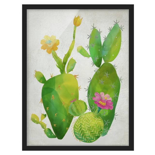 Cactus Family Pink Yellow - Picture Frame Graphic Art Latitude Vive Size: 55cm H x 40cm W x 2cm D, Frame Option: Black on Productcaster.