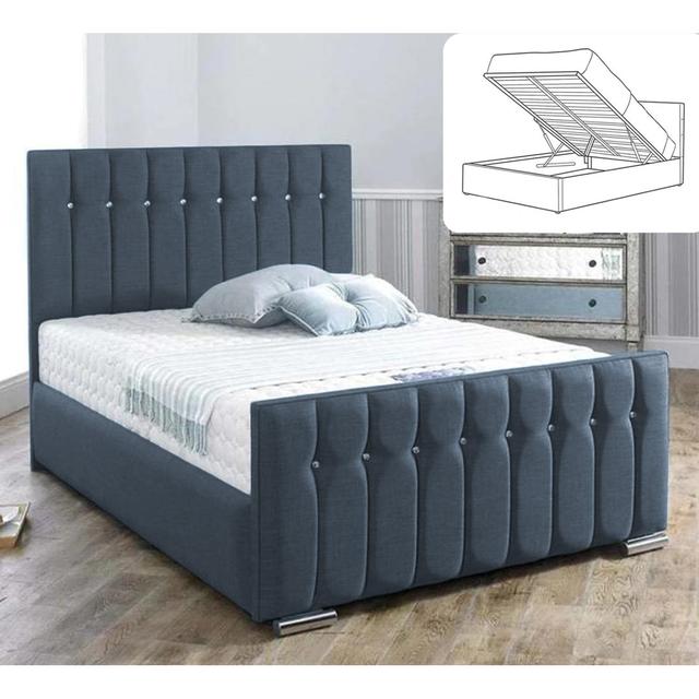 Queenstyle Upholstered Ottman Storage Bed Frame Britainsleep Colour: Steel, Size: Small Double (4') on Productcaster.