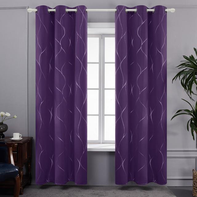 Seligman Wave Foil Printed Room Darkening Thermal Curtains (Set of 2) Metro Lane Colour: Purple Grape, Panel Size: Width 117 x Drop 183 cm on Productcaster.