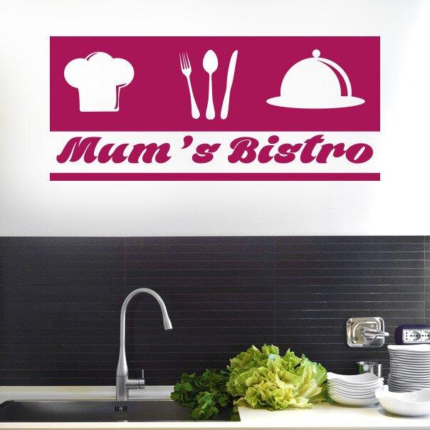 Mum Bistro Kitchen Sign Wall Sticker Happy Larry Colour: Violet, Size: Large on Productcaster.