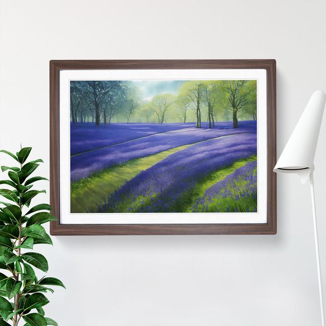 Watercolour Bluebell Field - Single Picture Frame Print ClassicLiving Frame Colour: Walnut Framed, Size: 34cm H x 46cm W x 2cm D on Productcaster.