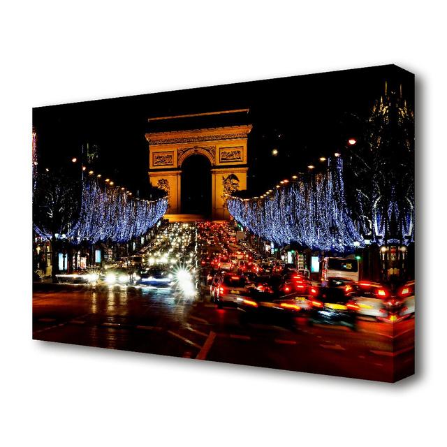 Paris Arc De Triomphe Night Lights - Photographic Print on Canvas East Urban Home Size: 35.6 cm H x 50.8 cm W on Productcaster.