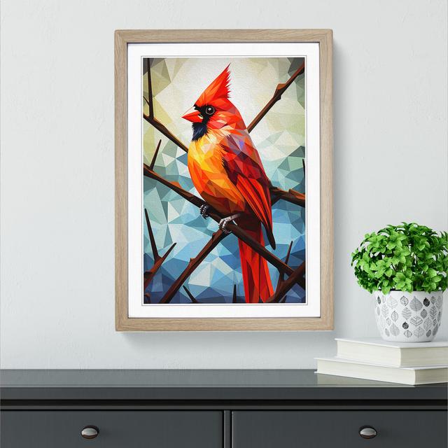 Cardinal Bird Geometric - Single Picture Frame Print on Wood The Seasonal Aisle Format: Oak Framed, Size: 34cm H x 25cm W x 2cm D on Productcaster.