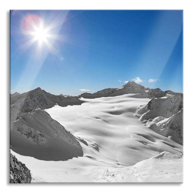 Sun in the Winter Mountains - Unframed Photograph on Glass Alpen Home Size: 70cm H x 70cm W x 0.4cm D on Productcaster.