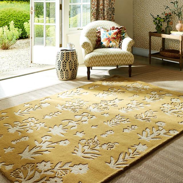 Woodland Glade Gold Handmade Area Rug Sanderson Rug Size: Rectangle 140 x 200cm on Productcaster.