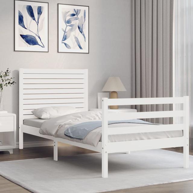 Abriya Solid Wood Bed Marlow Home Co. Colour: White, Size: Small Single (2'6) on Productcaster.