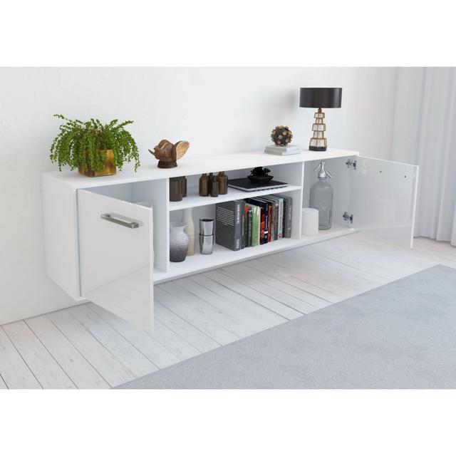 Allerus TV stand, color: concrete/white, flying/metal handles, size: 180 x 49 x 35cm Latitude Run Colour: Green/White on Productcaster.