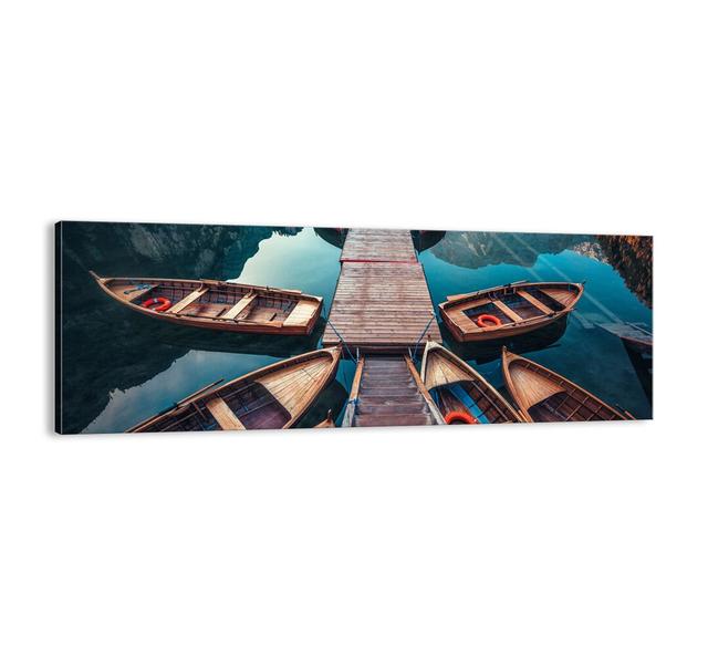 'I Am Waiting at the Marina' - Unframed Panoramic Photograph Print on Canvas Longshore Tides Size: 50cm H x 140cm W x 1.8cm D on Productcaster.