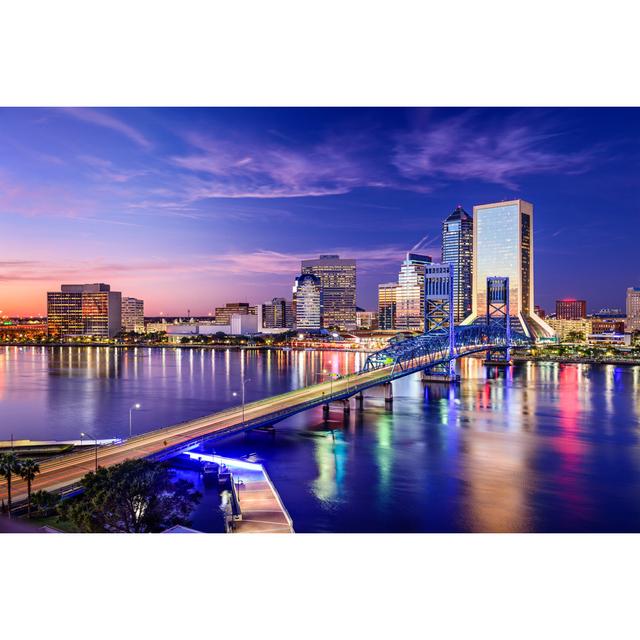 Jacksonville, Florida, USA Skyline At Night - Wrapped Canvas Print 17 Stories Size: 51cm H x 76cm W x 3.8cm D on Productcaster.