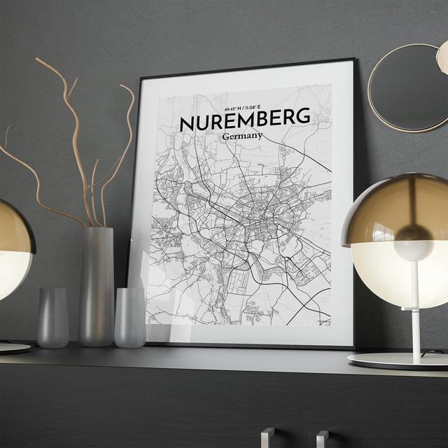 Nuremberg City Map in Tones - Graphic Art Print on Paper Borough Wharf Size: 24cm H x 18cm W x 0.05cm D on Productcaster.