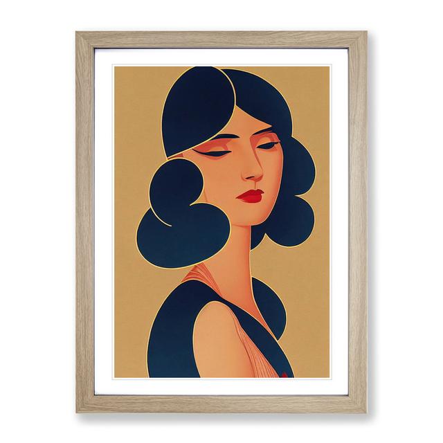 Woman in Deco No.4 - Picture Frame Graphic Art Marlow Home Co. Frame Colour: Oak, Size: 46cm H x 34cm W x 2cm D on Productcaster.