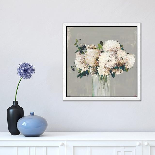 White Hydrangea by Allison Pearce - Painting on Canvas ClassicLiving Size: 66.04cm H x 66.04cm W x 3.81cm D, Frame Option: White Framed on Productcaster.