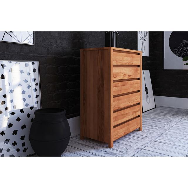 Vinci 6 Drawer 80Cm W Solid Wood Chest of Drawers TheBeds Colour: Oak on Productcaster.