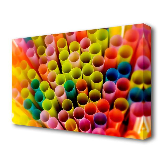 Colourful Straws - Photograph Print on Canvas East Urban Home Size: 66 cm H x 101.6 cm W on Productcaster.