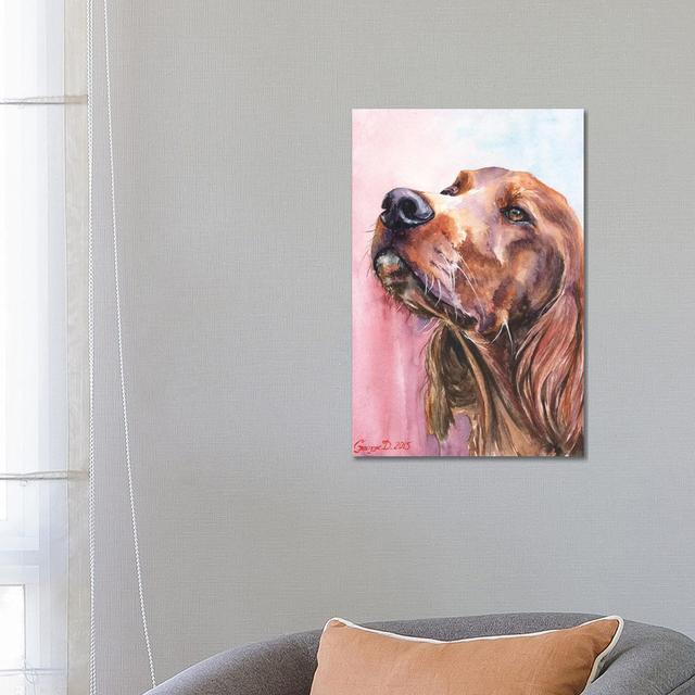 Irish Setter by George Dyachenko - Wrapped Canvas Gallery-Wrapped Canvas Giclée Rosalind Wheeler Size: 66.04cm H x 45.72cm W x 3.81cm D on Productcaster.