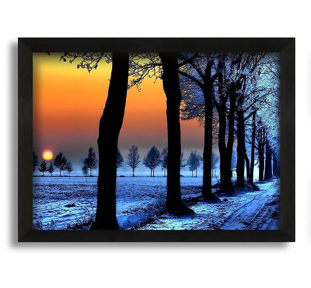 Winter Landscape with Orange Sky - Picture Frame Graphic Art on Canvas Brayden Studio Size: 30cm H x 42cm W x 10cm D on Productcaster.